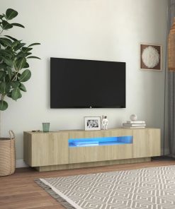 TV ormarić s LED svjetlima boja hrasta sonome 160 x 35 x 40 cm