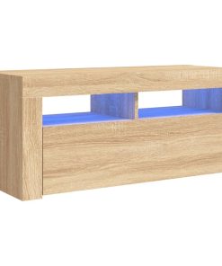 TV ormarić s LED svjetlima boja hrasta sonome 90 x 35 x 40 cm