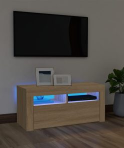 TV ormarić s LED svjetlima boja hrasta sonome 90 x 35 x 40 cm