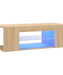 TV ormarić s LED svjetlima boja hrasta sonome 90 x 39 x 30 cm