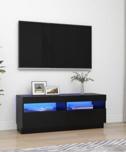 TV ormarić s LED svjetlima crni 100 x 35 x 40 cm