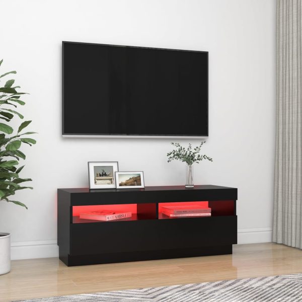 TV ormarić s LED svjetlima crni 100 x 35 x 40 cm - Image 3