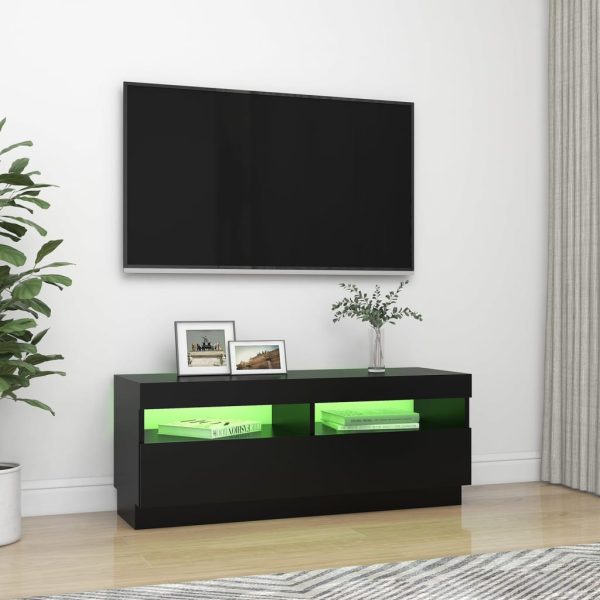 TV ormarić s LED svjetlima crni 100 x 35 x 40 cm - Image 4