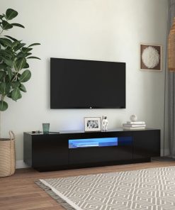 TV ormarić s LED svjetlima crni 160 x 35 x 40 cm