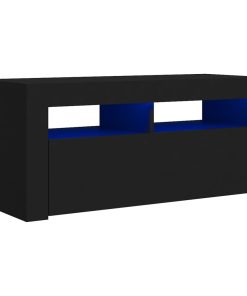 TV ormarić s LED svjetlima crni 90 x 35 x 40 cm