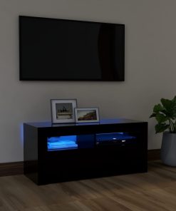 TV ormarić s LED svjetlima crni 90 x 35 x 40 cm