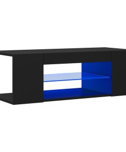 TV ormarić s LED svjetlima crni 90 x 39 x 30 cm