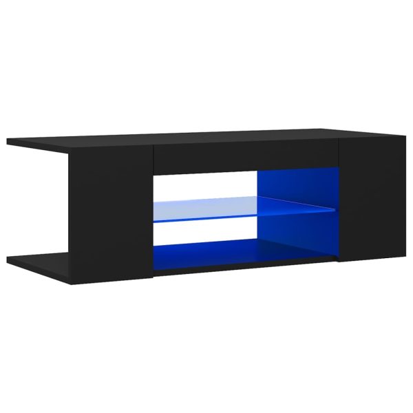 TV ormarić s LED svjetlima crni 90 x 39 x 30 cm