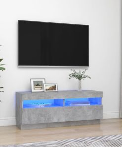 TV ormarić s LED svjetlima siva boja betona 100 x 35 x 40 cm