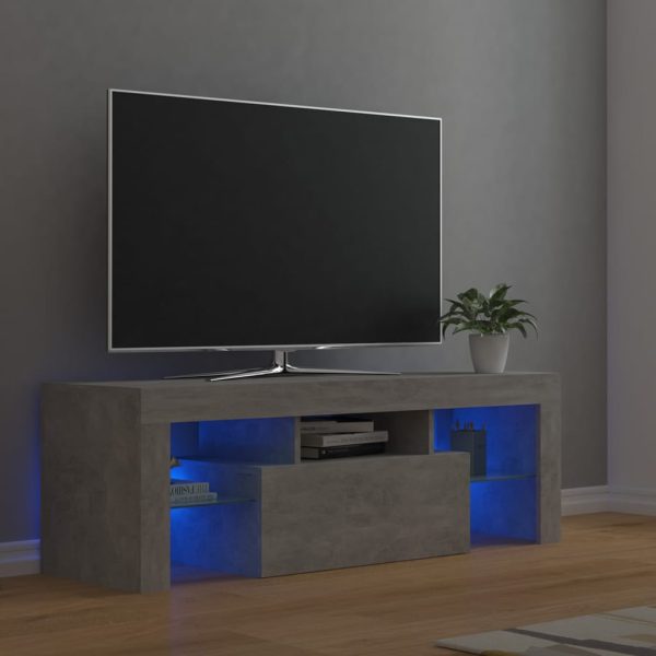 TV ormarić s LED svjetlima siva boja betona 120 x 35 x 40 cm