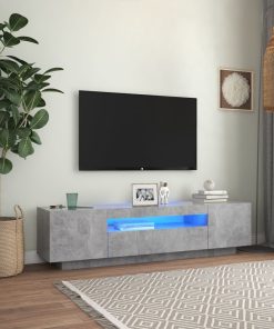 TV ormarić s LED svjetlima siva boja betona 160 x 35 x 40 cm