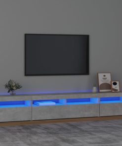 TV ormarić s LED svjetlima siva boja betona 240x35x40 cm
