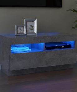 TV ormarić s LED svjetlima siva boja betona 80x35x40 cm