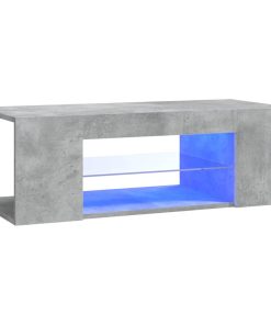 TV ormarić s LED svjetlima siva boja betona 90 x 39 x 30 cm