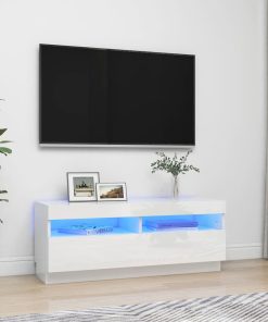 TV ormarić s LED svjetlima visoki sjaj bijeli 100 x 35 x 40 cm