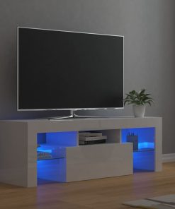 TV ormarić s LED svjetlima visoki sjaj bijeli 120 x 35 x 40 cm