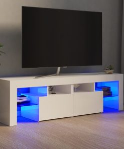 TV ormarić s LED svjetlima visoki sjaj bijeli 140x36