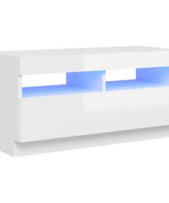 TV ormarić s LED svjetlima visoki sjaj bijeli 80 x 35 x 40 cm