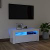 TV ormarić s LED svjetlima visoki sjaj bijeli 90 x 35 x 40 cm