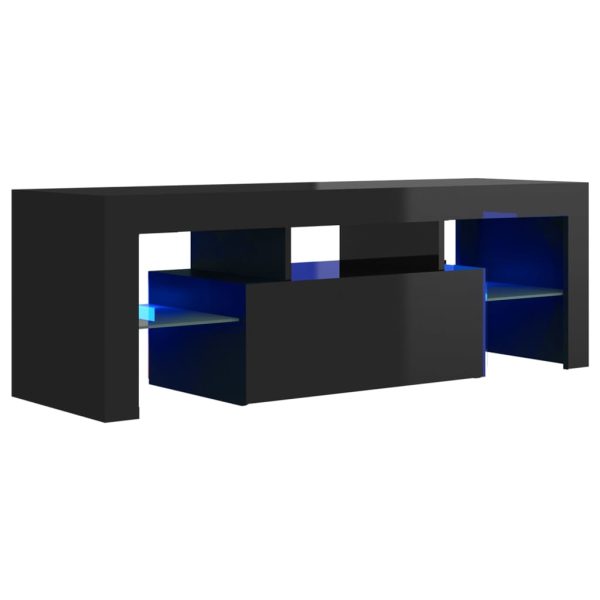 TV ormarić s LED svjetlima visoki sjaj crni 120 x 35 x 40 cm