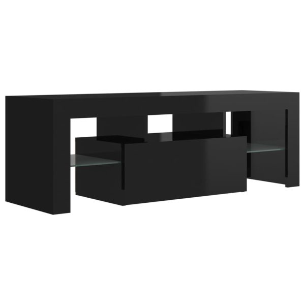 TV ormarić s LED svjetlima visoki sjaj crni 120 x 35 x 40 cm - Slika 3