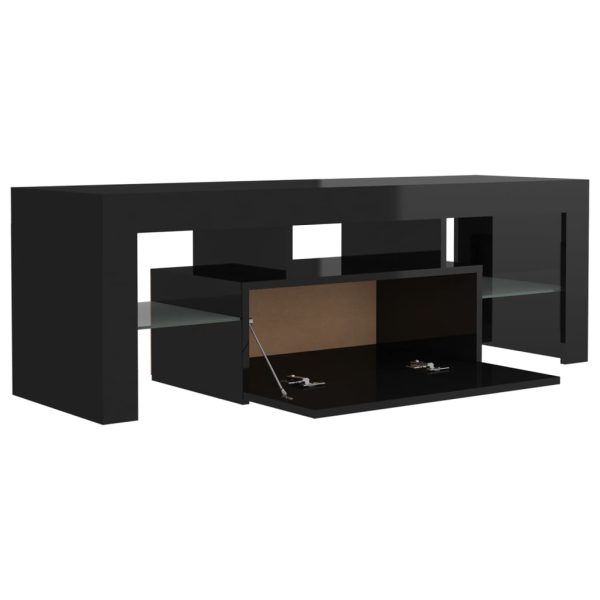 TV ormarić s LED svjetlima visoki sjaj crni 120 x 35 x 40 cm - Slika 4