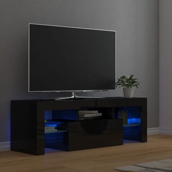 TV ormarić s LED svjetlima visoki sjaj crni 120 x 35 x 40 cm