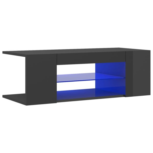 TV ormarić s LED svjetlima visoki sjaj sivi 90 x 39 x 30 cm