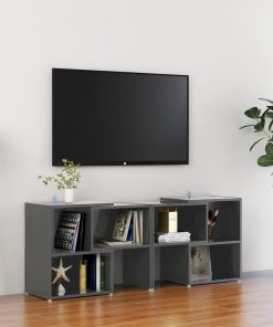 TV ormarić visoki sjaj sivi 104 x 30 x 52 cm od iverice