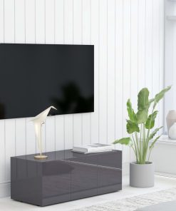 TV ormarić visoki sjaj sivi 80 x 34 x 30 cm od iverice