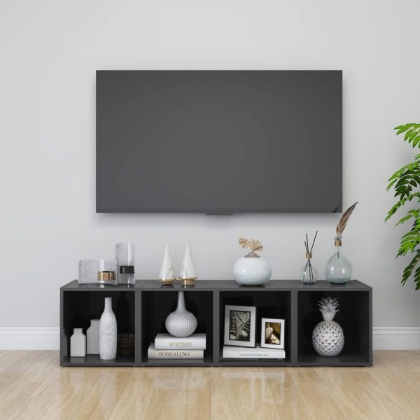 TV ormarići 4 kom visoki sjaj sivi 37 x 35 x 37 cm od iverice