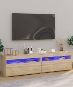 TV ormarići s LED svjetlima 2 kom boja hrasta 75 x 35 x 40 cm