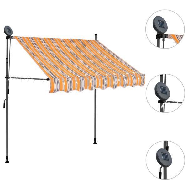 Tenda na ručno uvlačenje s LED svjetlima 200 cm žuto-plava - Image 3