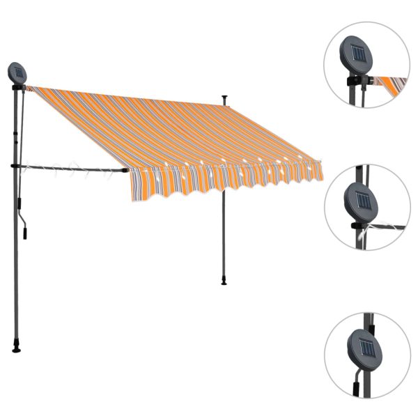 Tenda na ručno uvlačenje s LED svjetlima 250 cm žuto-plava - Image 3