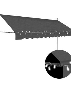 Tenda na ručno uvlačenje s LED svjetlima 350 cm antracit