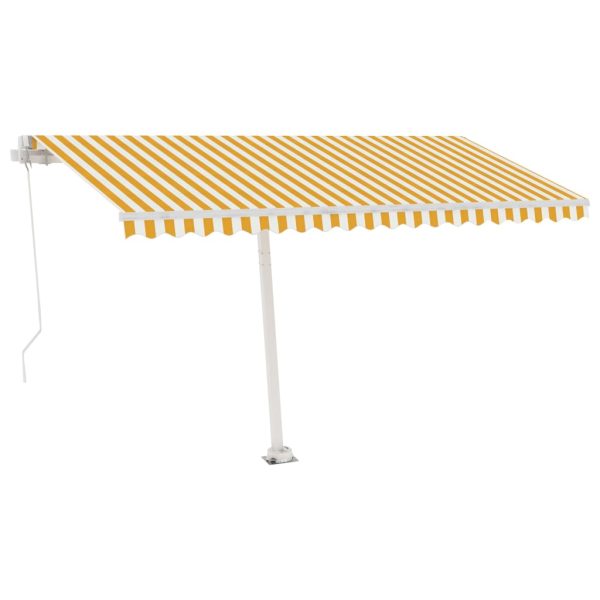 Tenda na ručno uvlačenje s LED svjetlima 450x300 cm žuto-bijela - Image 4