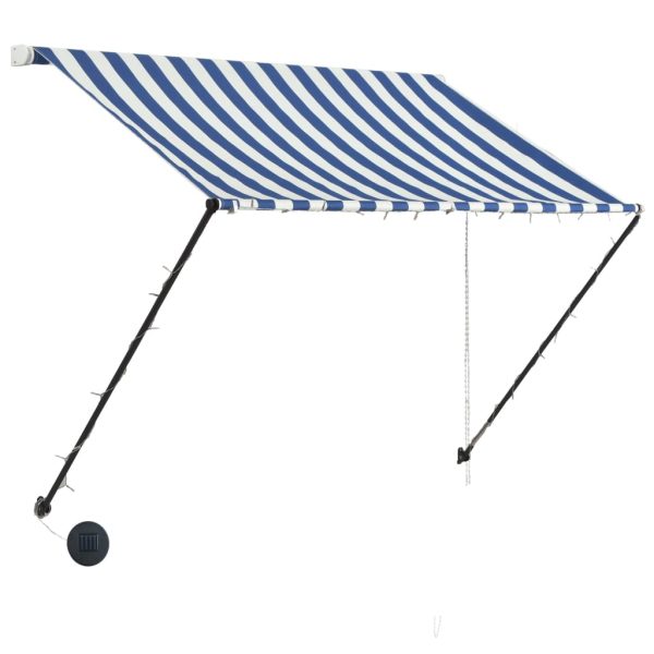 Tenda na uvlačenje s LED svjetlima 150 x 150 cm plavo-bijela - Image 3