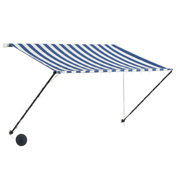 Tenda na uvlačenje s LED svjetlima 250 x 150 cm plavo-bijela - Image 3