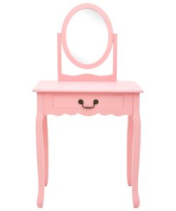 Toaletni stolić sa stolcem rozi 65x36x128 cm paulovnija i MDF