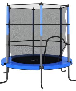 Trampolin sa sigurnosnom mrežom okrugli 140 x 160 cm plavi