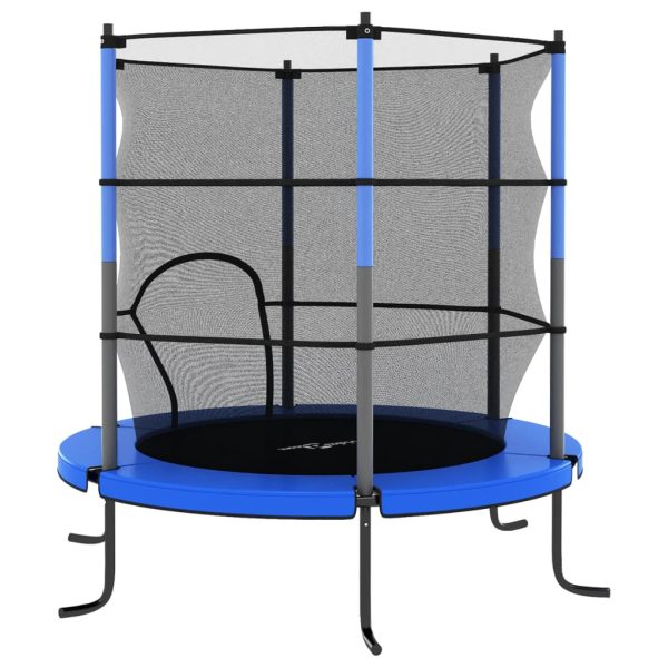 Trampolin sa sigurnosnom mrežom okrugli 140 x 160 cm plavi - Image 4