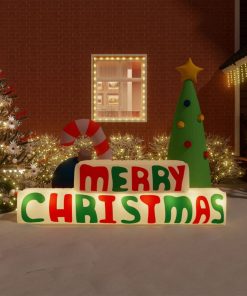 Ukras na napuhavanje "Merry Christmas" s LED svjetlima 197 cm