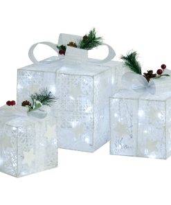 Ukrasne božićne kutije za poklone 3 kom bijele
