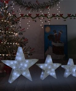 Ukrasne božićne zvijezde 3 kom bijele mrežaste LED