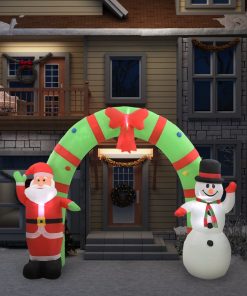 Ukrasni Djed Mraz i snjegović na napuhavanje s lukom LED 223 cm