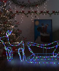 Ukrasni božićni sob i sanjke vanjski s 252 s LED žaruljama
