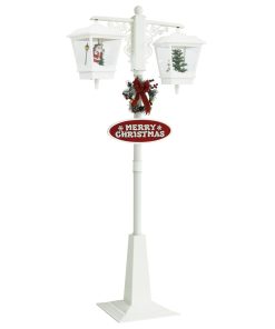 Ulična svjetiljka s Djedom Mrazom bijelo-crvena 81x40x188cm PVC