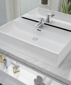 Umivaonik s Poklopcem za Slivnik Keramički Bijeli 76 x 42