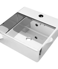 Umivaonik sa zaštitom od prelijevanja 41x41x15 cm keramički srebrni