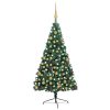 Umjetna polovica božićnog drvca LED s kuglicama zelena 210 cm